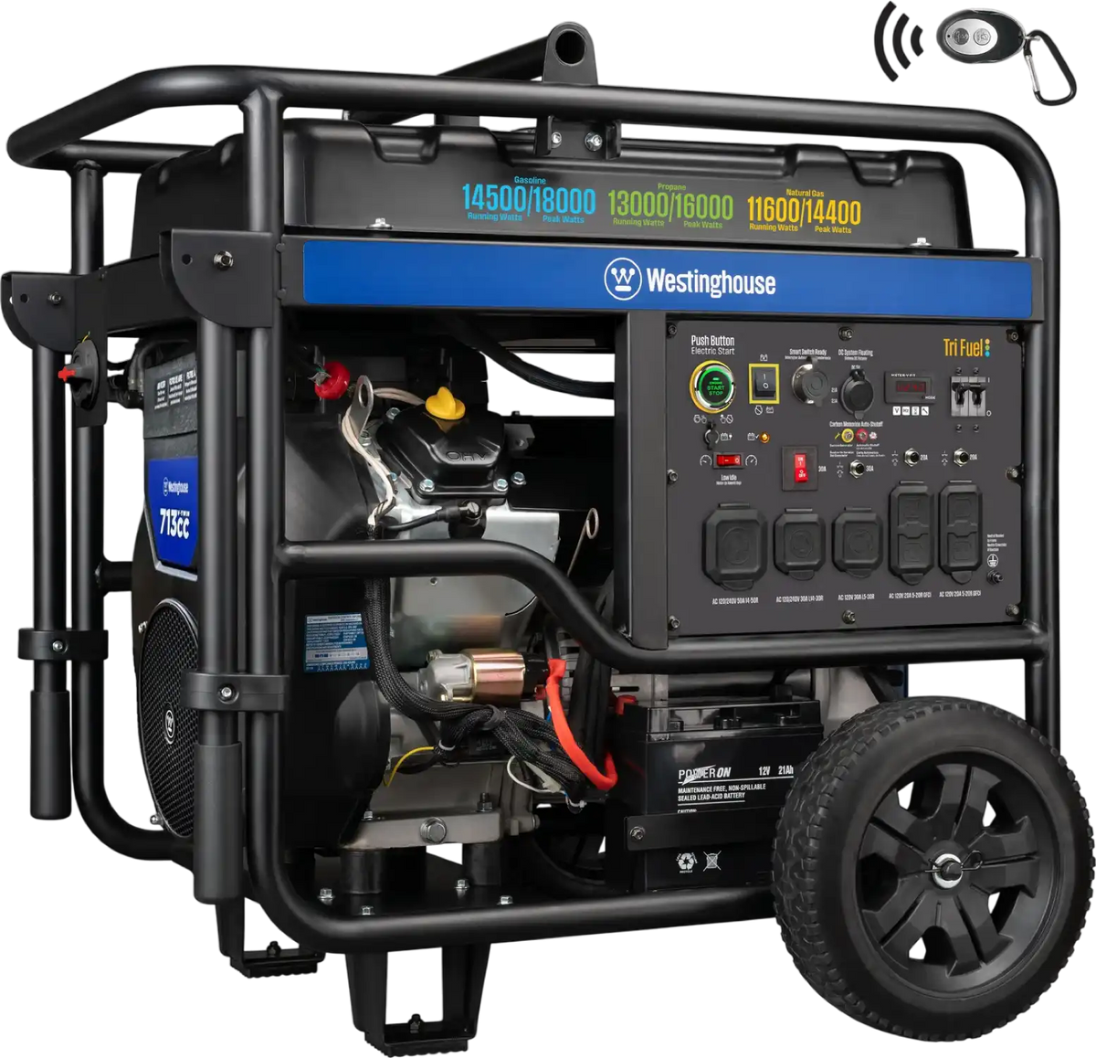 Westinghouse WGen14500TFc 14500W/18000W Generator Tri-Fuel Gasoline Liquid Propane Natural Gas CO Sensor Remote Start New