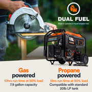 Generac GP7500EDF 7500W/9400W Generator Dual Fuel Gas Propane Electric Start CO Sense 8011 RFB