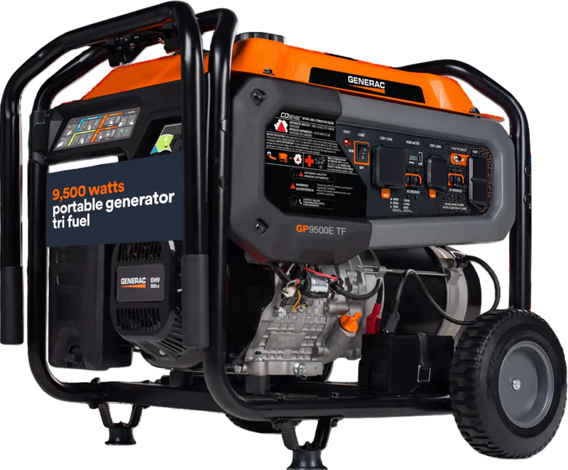 Generac GP9500E TF 8061 9500W/12500W Generator Tri-Fuel Gas Propane Natural Gas 50A COSense Electric Start CARB RFB