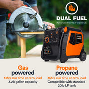 Generac iQ3800 DF 8944 3000W/3800W Generator Dual Fuel Gas Propane Low THD Inverter COSense Electric Start New