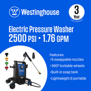 Westinghouse ePX3500 Electric Pressure Washer 2500 PSI 1.76 GPM New
