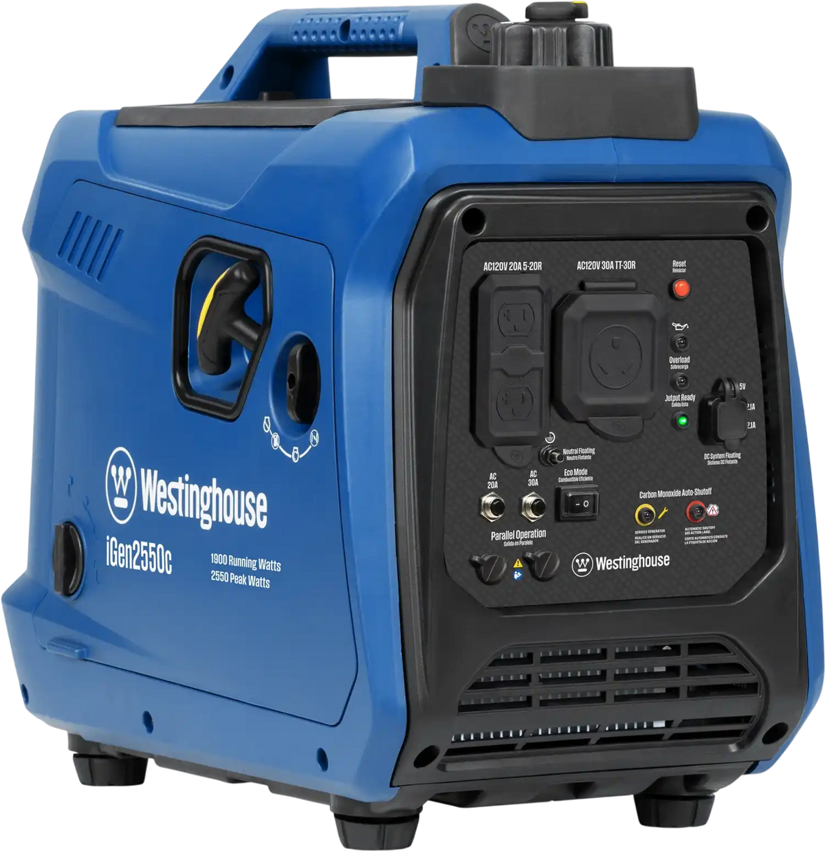 Westinghouse iGen2550c Inverter Generator 1800W/2550W 30 Amp Recoil Start Gas with CO Sensor New