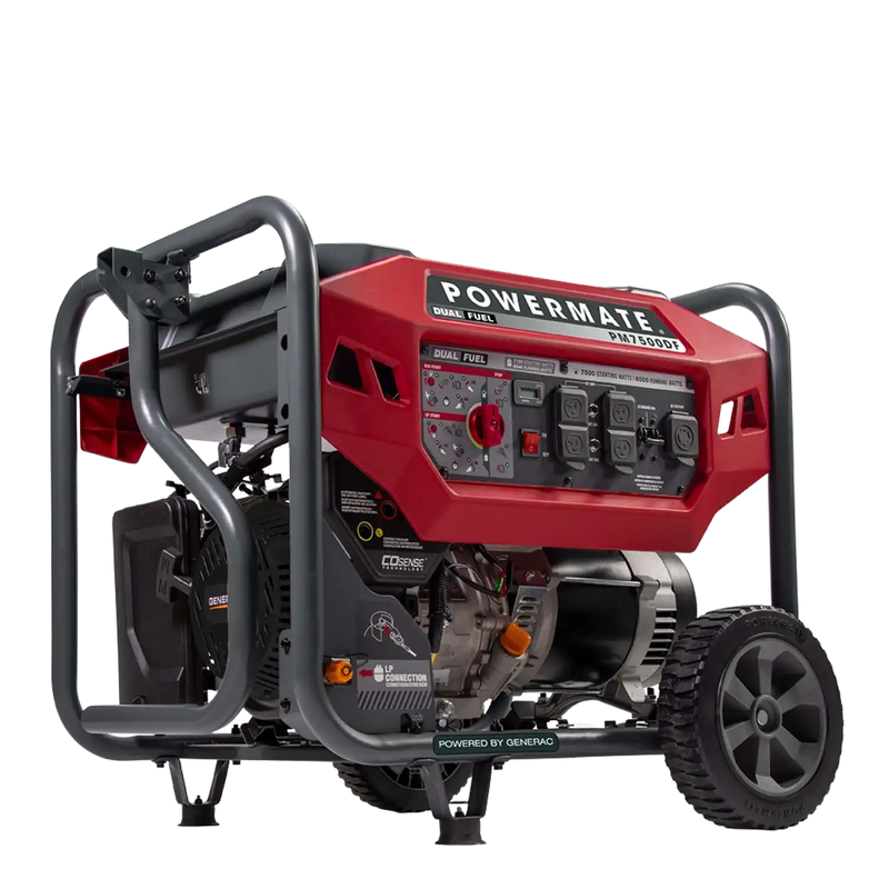 Generac/Powermate PM7500DF 6000W/7500W Recoil Start Dual Fuel Portable Generator with CO-Sense New
