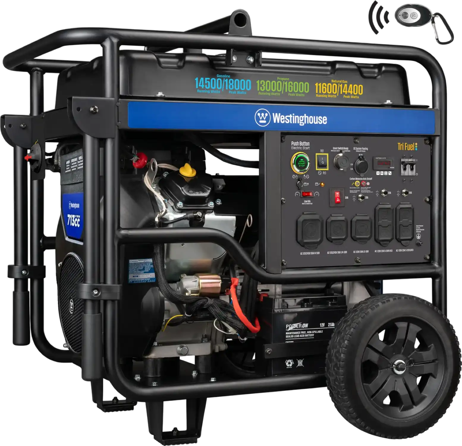 Westinghouse WGen14500TFc 14500W/18000W Generator Tri-Fuel Gasoline Liquid Propane Natural Gas CO Sensor Remote Start New