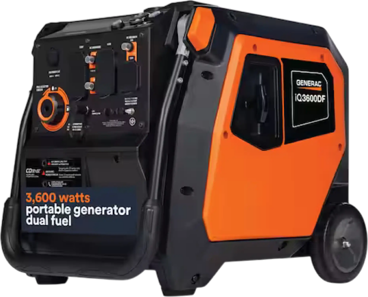 Generac iQ3600 DF 8151 2800W/3600W Generator Dual Fuel Gas Propane Inverter COSense Electric Start RFB