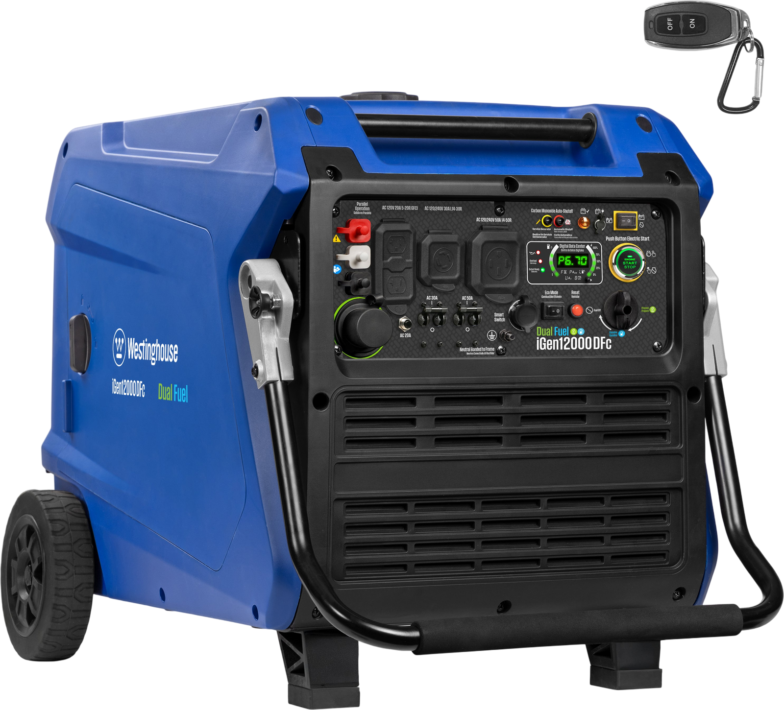Westinghouse iGen12000DFc Inverter Generator 9000/12000W Dual Fuel Gas Propane 50A Low THD CO Sensor Remote Start New